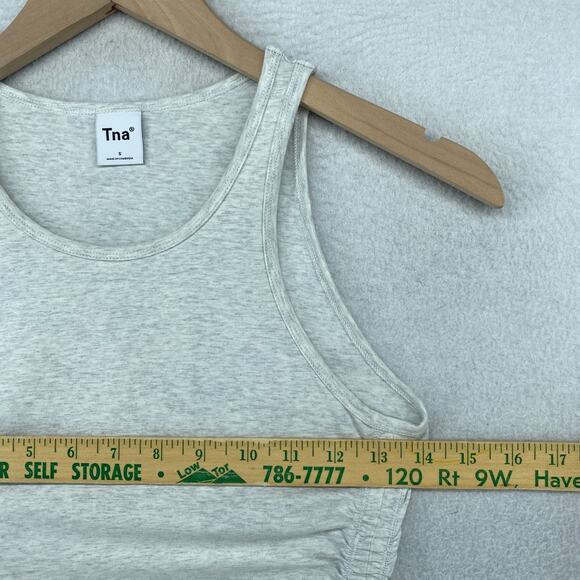 ARITZIA Dress S TNA Chill Malibu Bodycon Ruched Tank Mini Stretch Jersey Gray - Picture 10 of 12